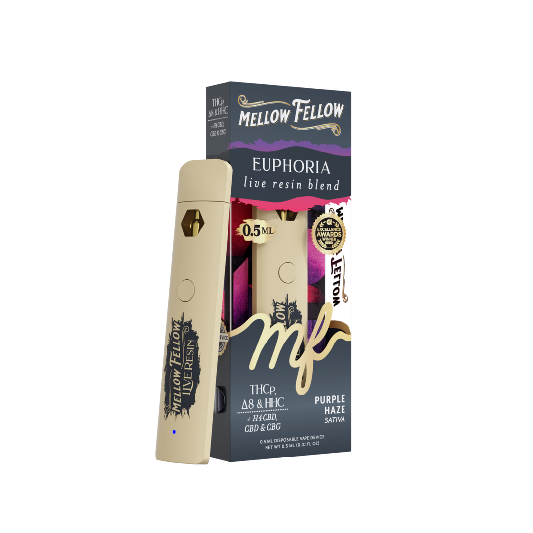 Euphoria Blend 0.5ml Live Resin Disposable Vape - Purple Haze (Sativa) - Mellow Fellow