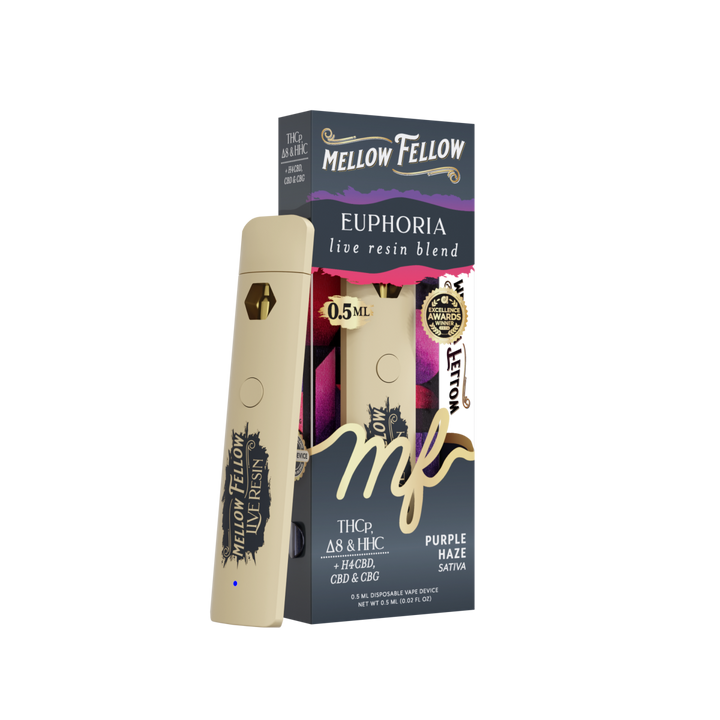 Euphoria Blend 0.5ml Live Resin Disposable Vape - Purple Haze (Sativa) - Mellow Fellow