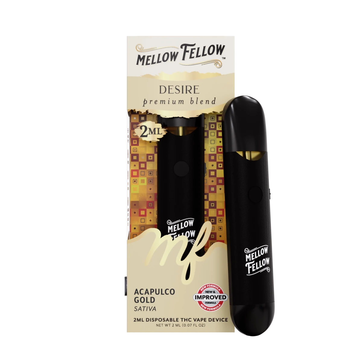 Desire Blend 2ml Disposable Vape - Acapulco Gold (Sativa) Mellow Fellow Desire Blend 2ml Disposable Vape - Acapulco Gold (Sativa) Mellow Fellow