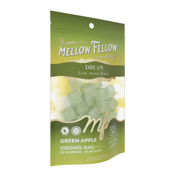Dream Blend - Live Resin M - Fusions Edibles - Green Apple 1000mg - Mellow Fellow