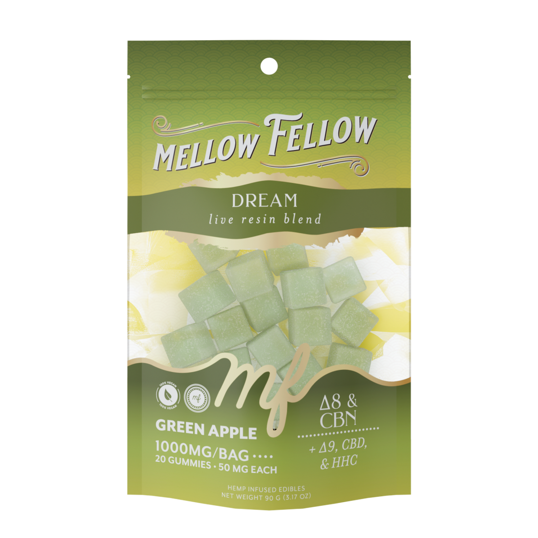 Dream Blend - Live Resin M - Fusions Edibles - Green Apple 1000mg - Mellow Fellow