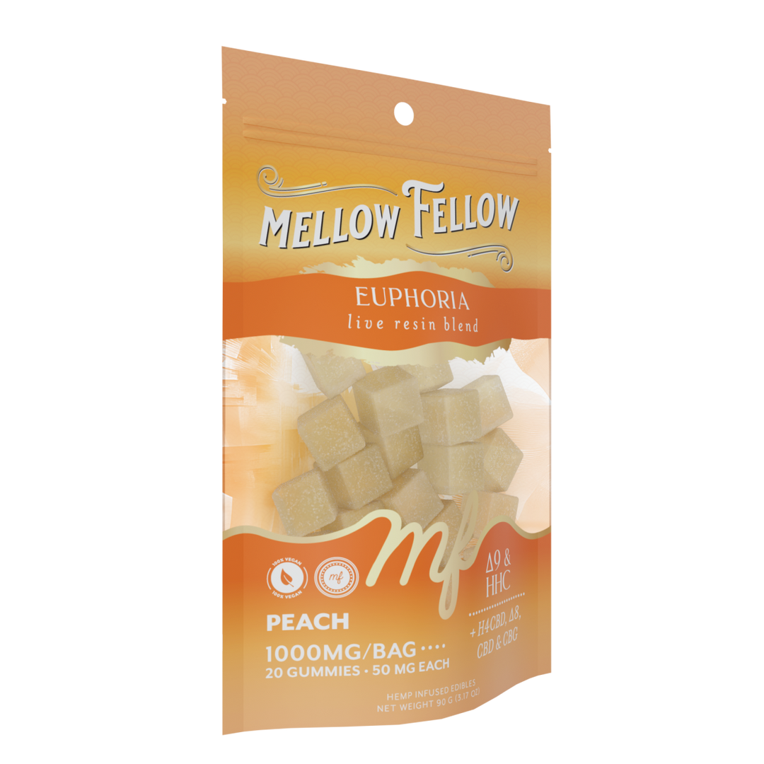 Euphoria Blend - Live Resin M - Fusions Edibles - Peach 1000mg - Mellow Fellow
