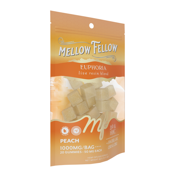 Euphoria Blend - Live Resin M - Fusions Edibles - Peach 1000mg - Mellow Fellow