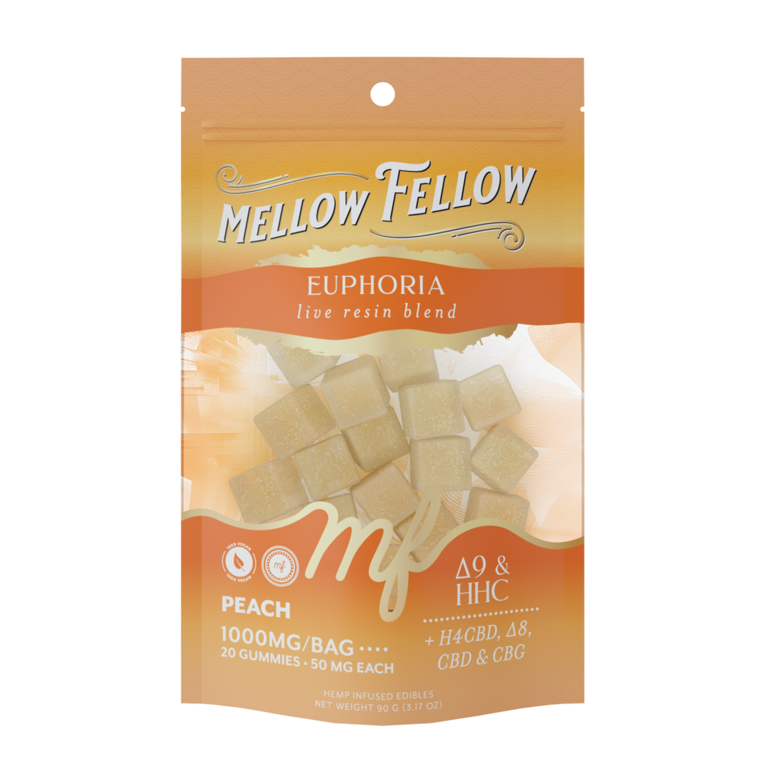 Euphoria Blend - Live Resin M - Fusions Edibles - Peach 1000mg - Mellow Fellow