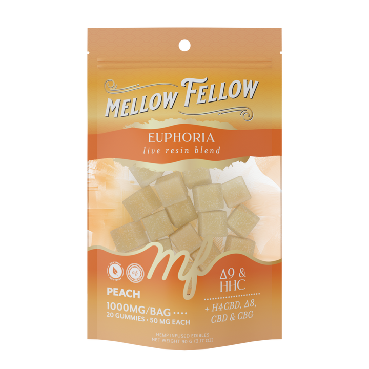 Euphoria Blend - Live Resin M - Fusions Edibles - Peach 1000mg - Mellow Fellow