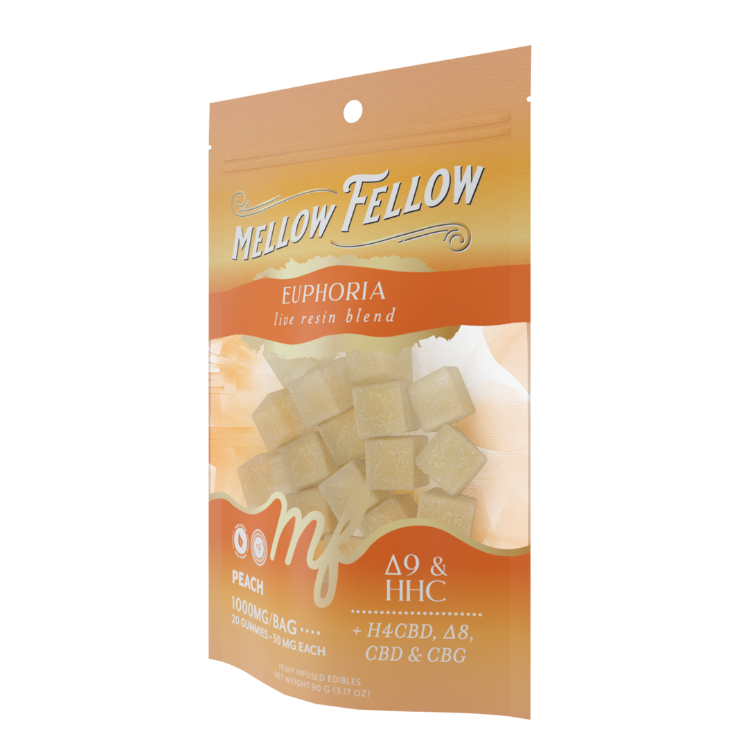 Euphoria Blend - Live Resin M - Fusions Edibles - Peach 1000mg - Mellow Fellow