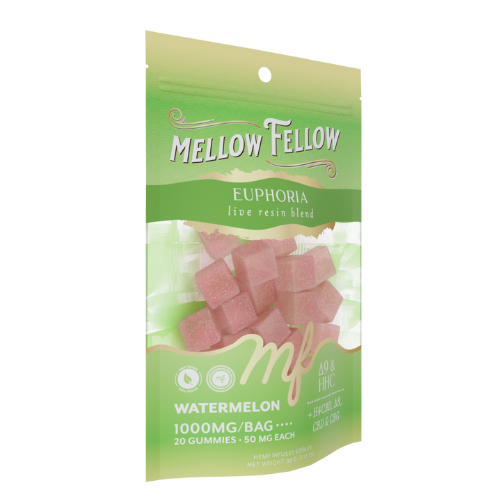 Euphoria Blend - Live Resin M - Fusions Edibles - Watermelon 1000mg - Mellow Fellow