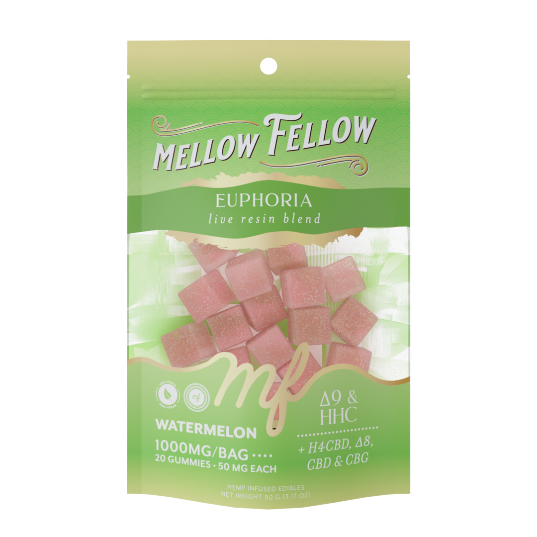 Euphoria Blend - Live Resin M - Fusions Edibles - Watermelon 1000mg - Mellow Fellow