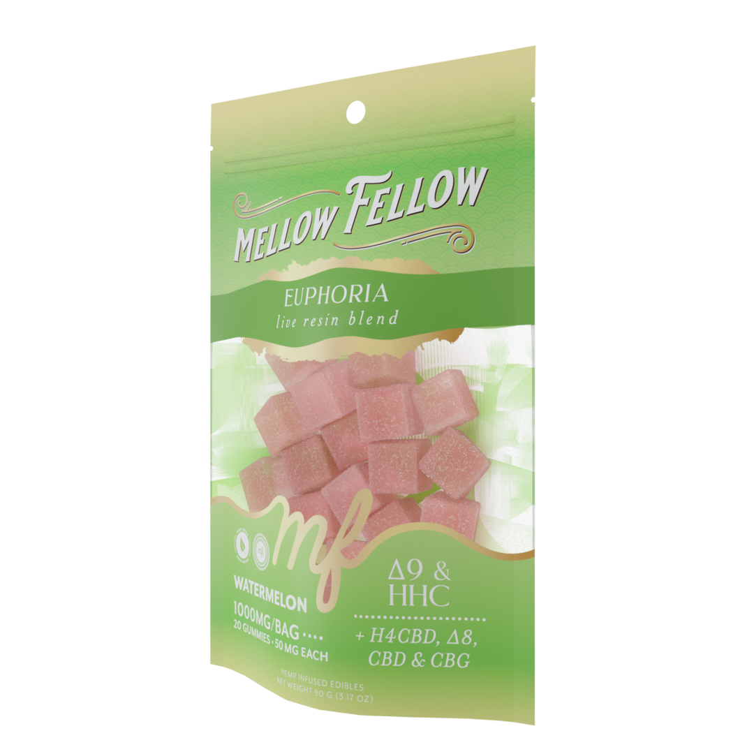 Euphoria Blend - Live Resin M - Fusions Edibles - Watermelon 1000mg - Mellow Fellow