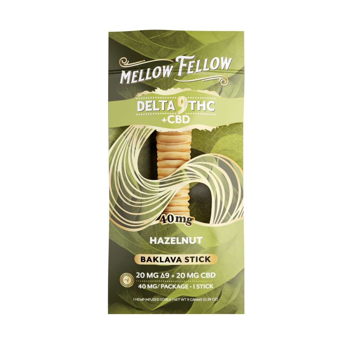 Delta 9 THC + CBD Baklava Stick - Hazelnut 40mg – Mellow Fellow