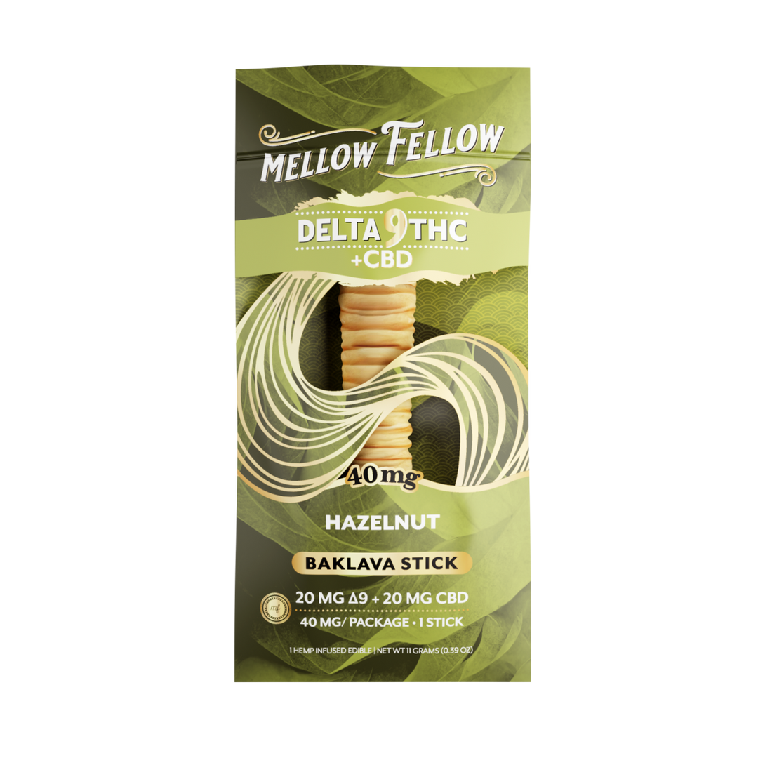 Delta 9 THC + CBD Baklava Sticks - Hazelnut 40mg - Mellow Fellow