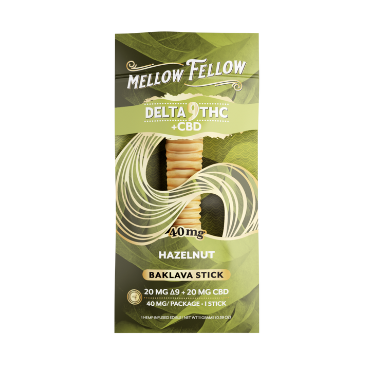 Delta 9 THC + CBD Baklava Sticks - Hazelnut 40mg - Mellow Fellow