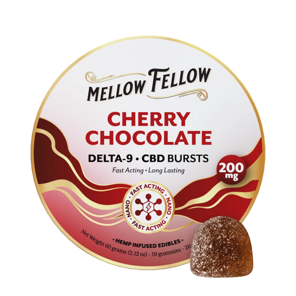 Delta 9 THC CBD Burst Nano Gummies 200mg - Cherry Chocolate Delta 9 THC CBD Burst Nano Gummies 200mg - Cherry Chocolate