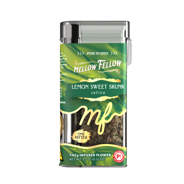 THCp 3.5g Infused Flower + One Hitter - Lemon Sweet Skunk (Sativa) THCp 3.5g Infused Flower + One Hitter - Lemon Sweet Skunk (Sativa)