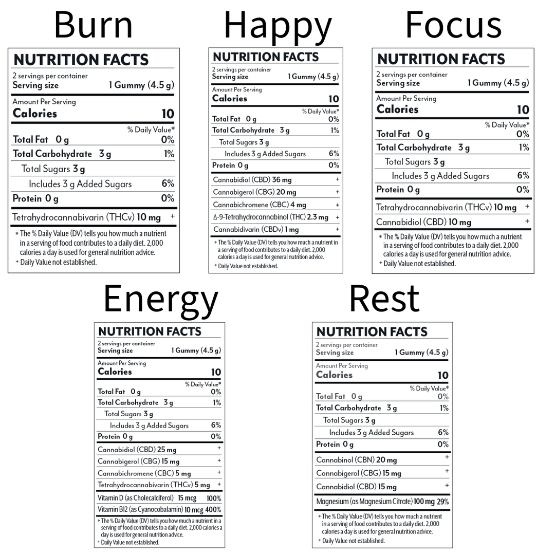 Wellness 2 ct. Gummies - 5 Pack Sampler - Mellow Fellow