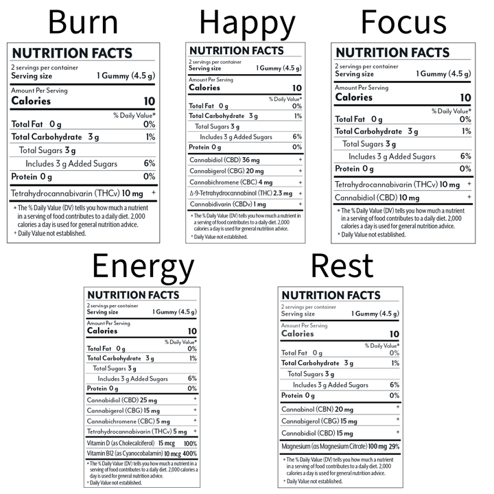 Wellness 2 ct. Gummies - 5 Pack Sampler - Mellow Fellow