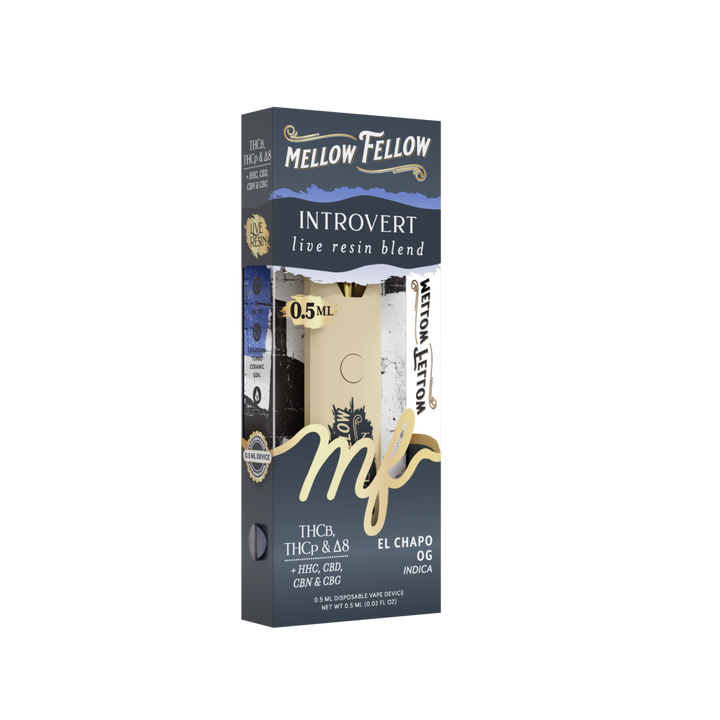 Introvert Blend 0.5ml Live Resin Disposable Vape - El Chapo OG (Indica) - Mellow Fellow