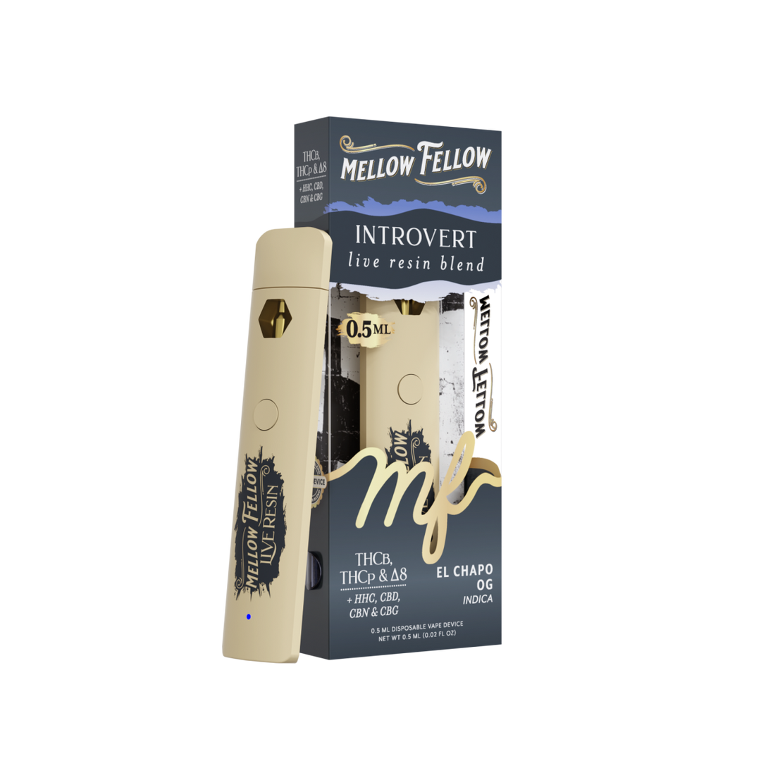Introvert Blend 0.5ml Live Resin Disposable Vape - El Chapo OG (Indica) - Mellow Fellow