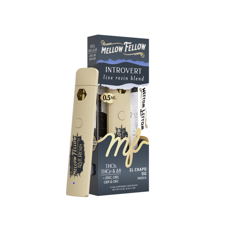 Introvert Blend 0.5ml Live Resin Disposable Vape - El Chapo OG (Indica) - Mellow Fellow