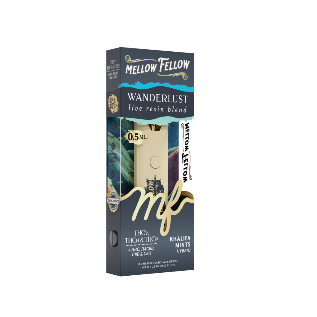 Wanderlust Blend 0.5ml Live Resin Disposable Vape - Khalifa Mints (Hybrid) - Mellow Fellow