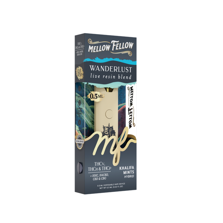 Wanderlust Blend 0.5ml Live Resin Disposable Vape - Khalifa Mints (Hybrid) - Mellow Fellow