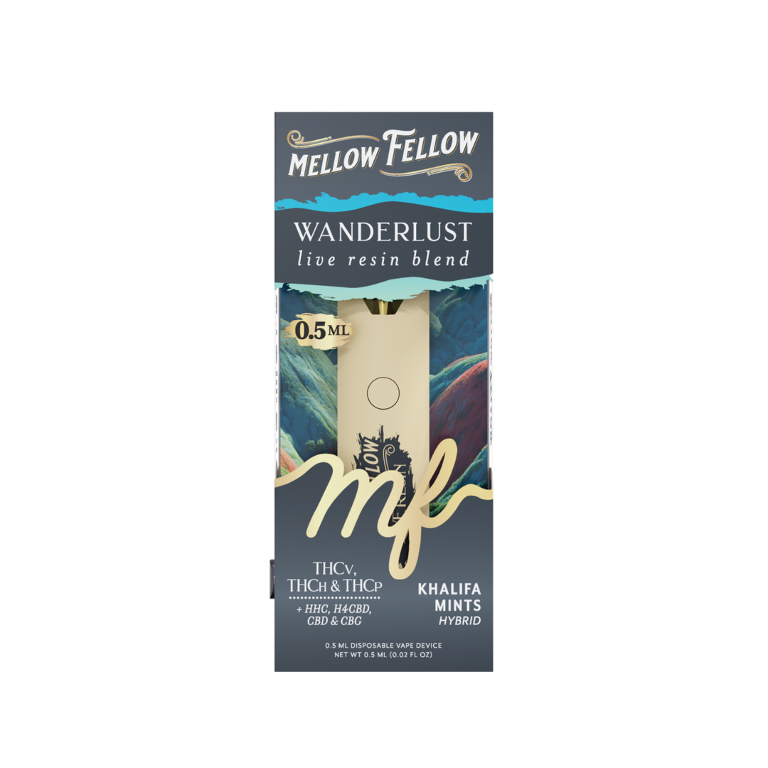 Wanderlust Blend 0.5ml Live Resin Disposable Vape - Khalifa Mints (Hybrid) - Mellow Fellow