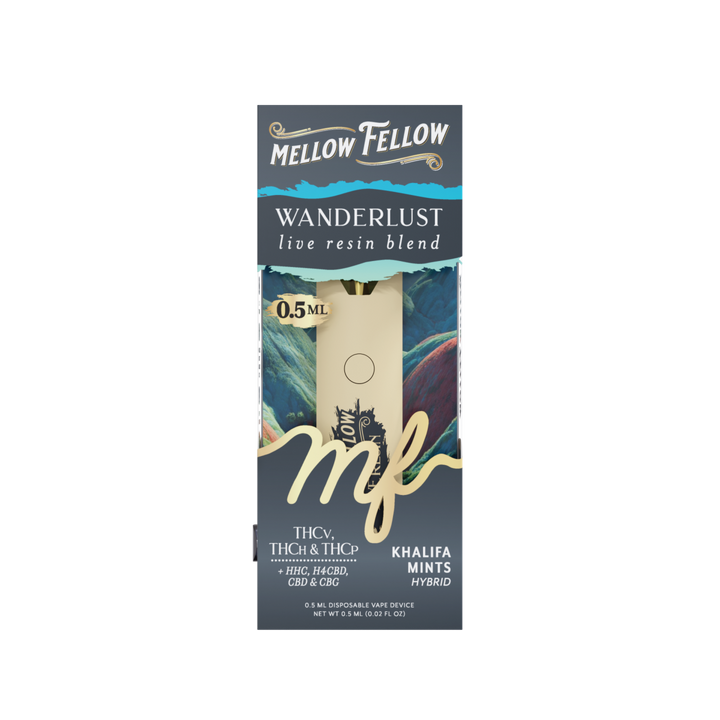 Wanderlust Blend 0.5ml Live Resin Disposable Vape - Khalifa Mints (Hybrid) - Mellow Fellow