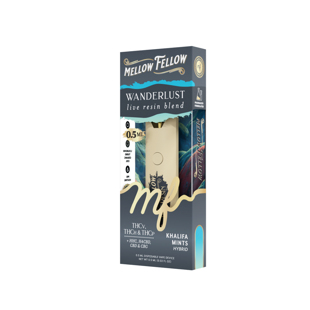 Wanderlust Blend 0.5ml Live Resin Disposable Vape - Khalifa Mints (Hybrid) - Mellow Fellow