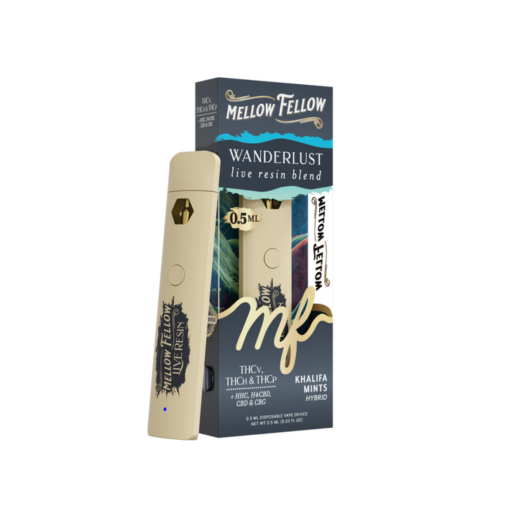 Wanderlust Blend 0.5ml Live Resin Disposable Vape - Khalifa Mints (Hybrid) - Mellow Fellow