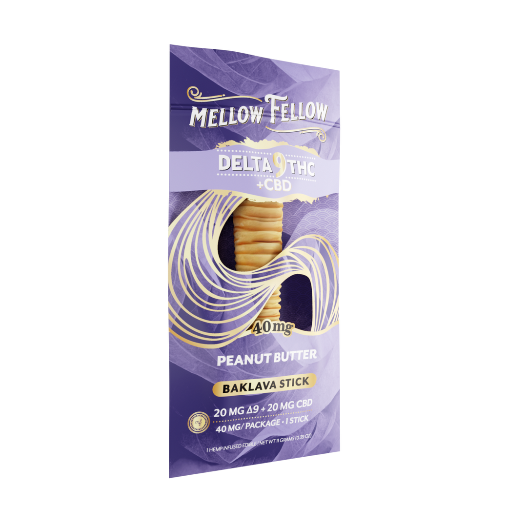 Delta 9 THC + CBD Baklava Sticks - Peanut Butter 40mg - Mellow Fellow