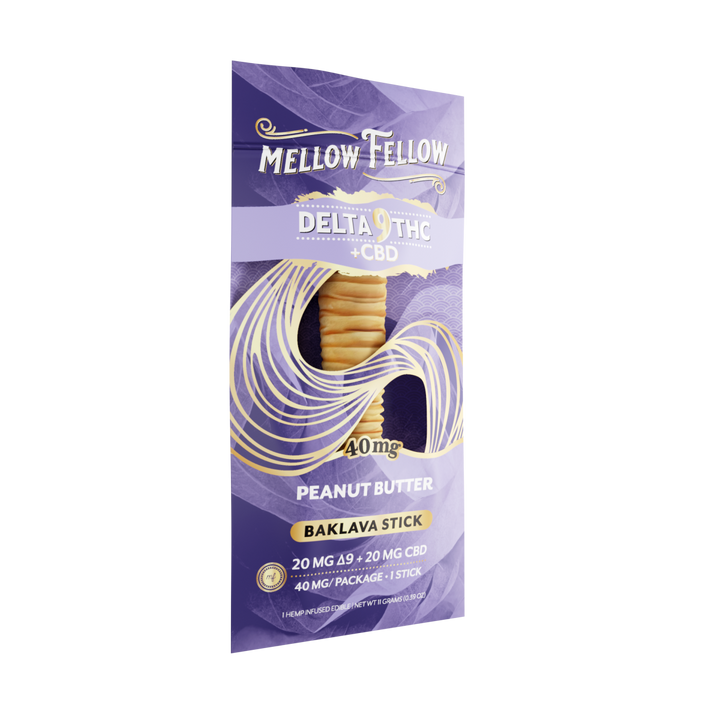 Delta 9 THC + CBD Baklava Sticks - Peanut Butter 40mg - Mellow Fellow