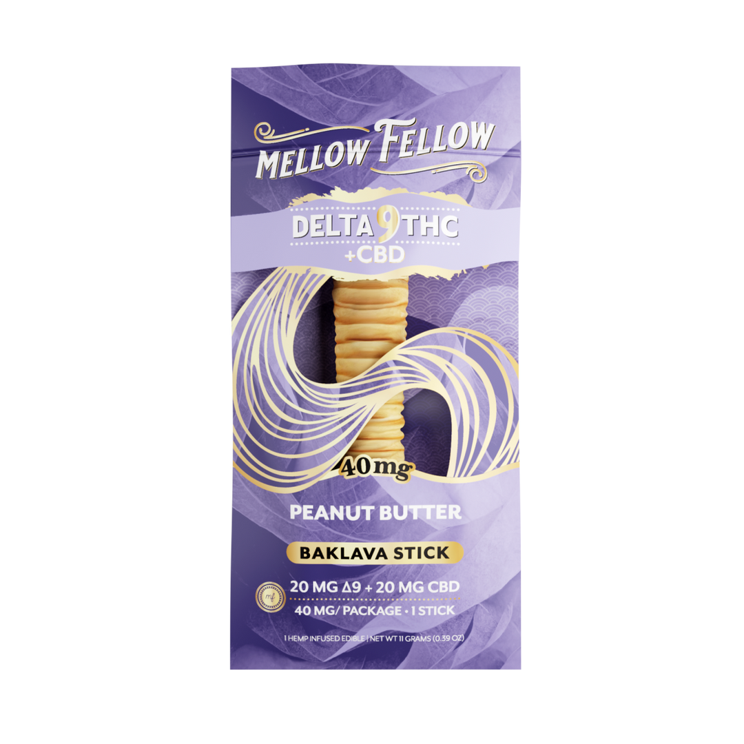 Delta 9 THC + CBD Baklava Sticks - Peanut Butter 40mg - Mellow Fellow