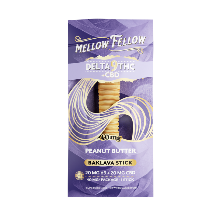 Delta 9 THC + CBD Baklava Sticks - Peanut Butter 40mg - Mellow Fellow