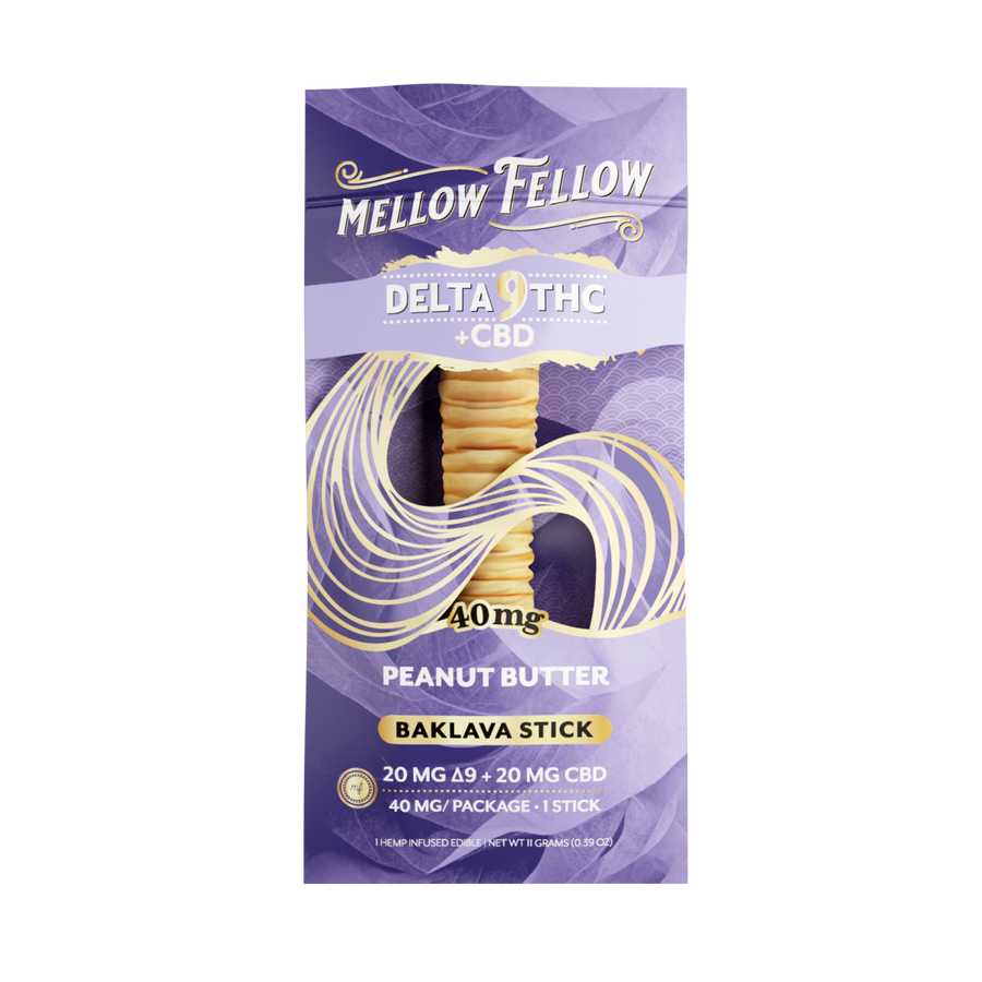 Delta 9 THC + CBD Baklava Sticks - Peanut Butter 40mg - Mellow Fellow