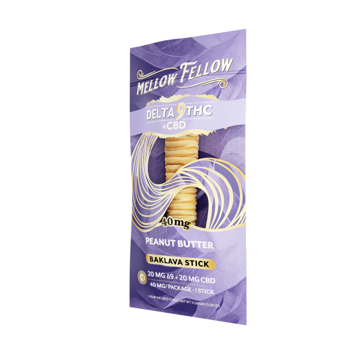 Delta 9 THC + CBD Baklava Sticks - Peanut Butter 40mg - Mellow Fellow