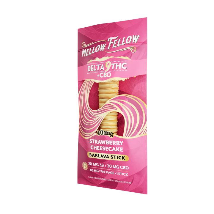 Delta 9 THC + CBD Baklava Sticks - Strawberry Cheesecake 40mg - Mellow Fellow