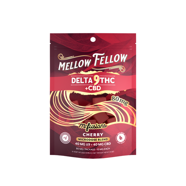 Microdose M-Fusions Gummies - Delta 9 THC + CBD 8ct 80mg - Cherry Microdose M-Fusions Gummies - Delta 9 THC + CBD 8ct 80mg - Cherry