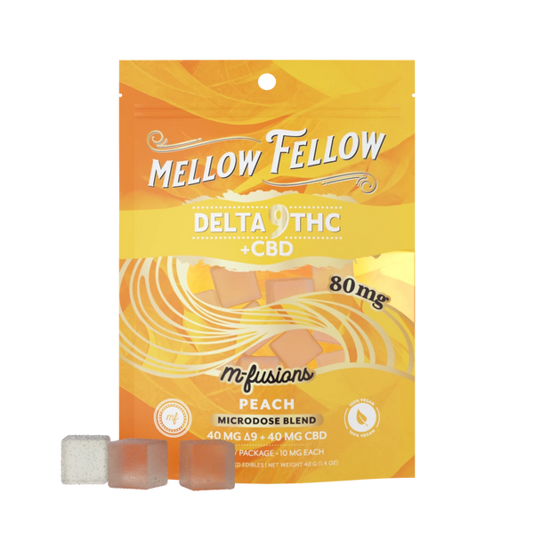 Microdose M-Fusions Gummies - Delta 9 THC + CBD 8ct 80mg - Peach Microdose M-Fusions Gummies - Delta 9 THC + CBD 8ct 80mg - Peach
