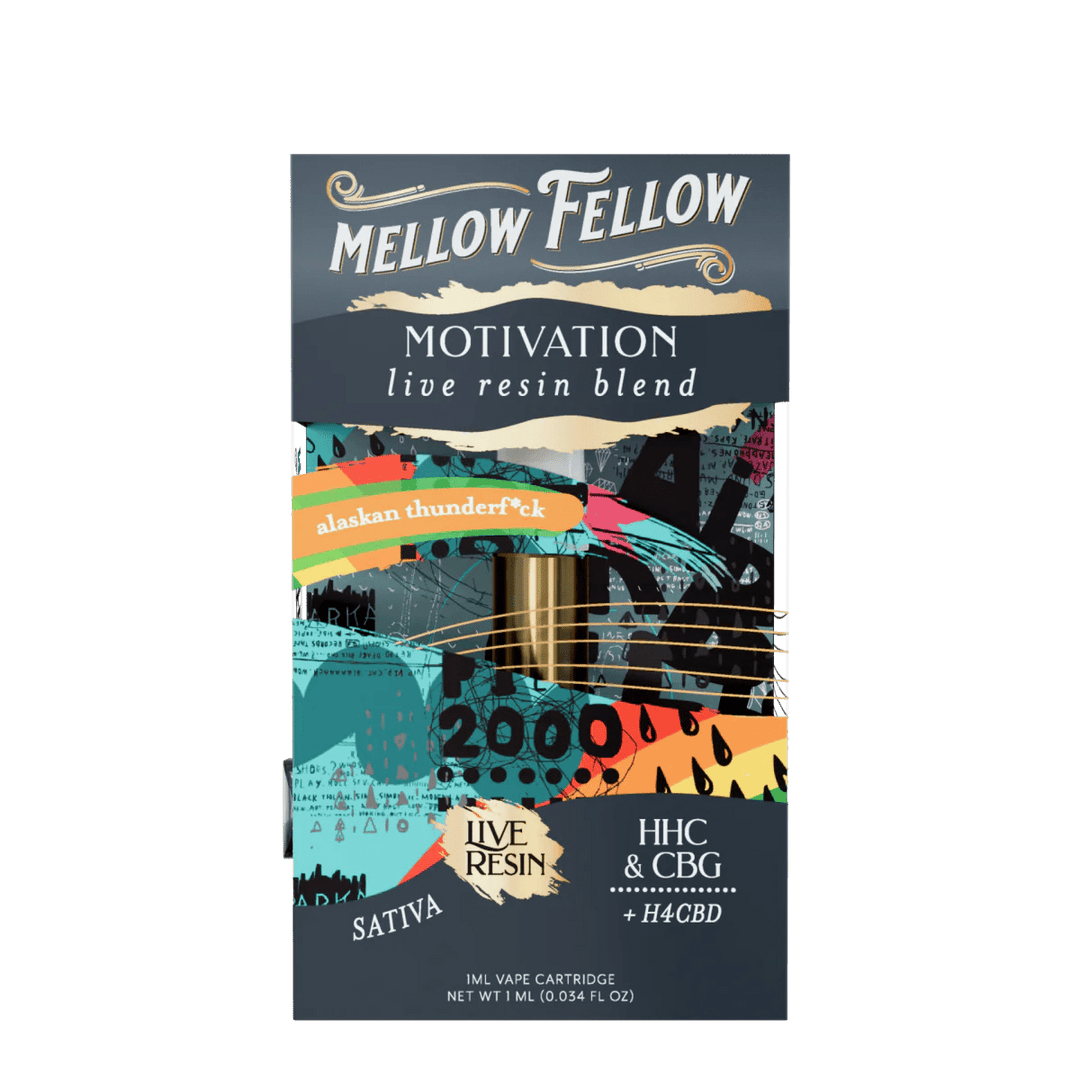 Motivation Blend 1ml Live Resin Vape Cartridge - Alaskan Thunderf*ck (Sativa) - Mellow Fellow