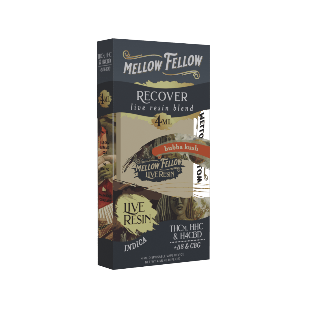 Recover Blend 4ml Live Resin Disposable Vape - Bubba Kush (Indica) - Mellow Fellow