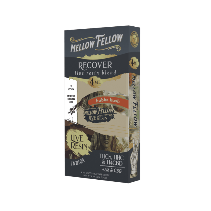 Recover Blend 4ml Live Resin Disposable Vape - Bubba Kush (Indica) - Mellow Fellow