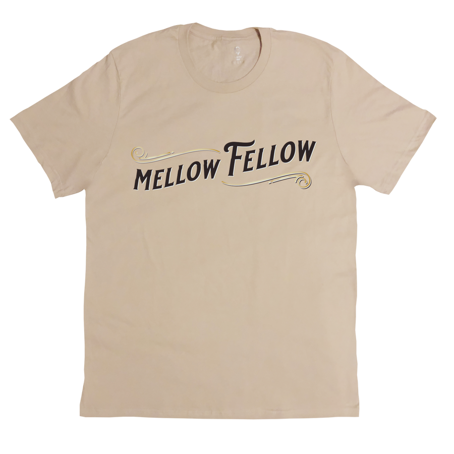 Mellow Fellow logo t shirt tan delta 8