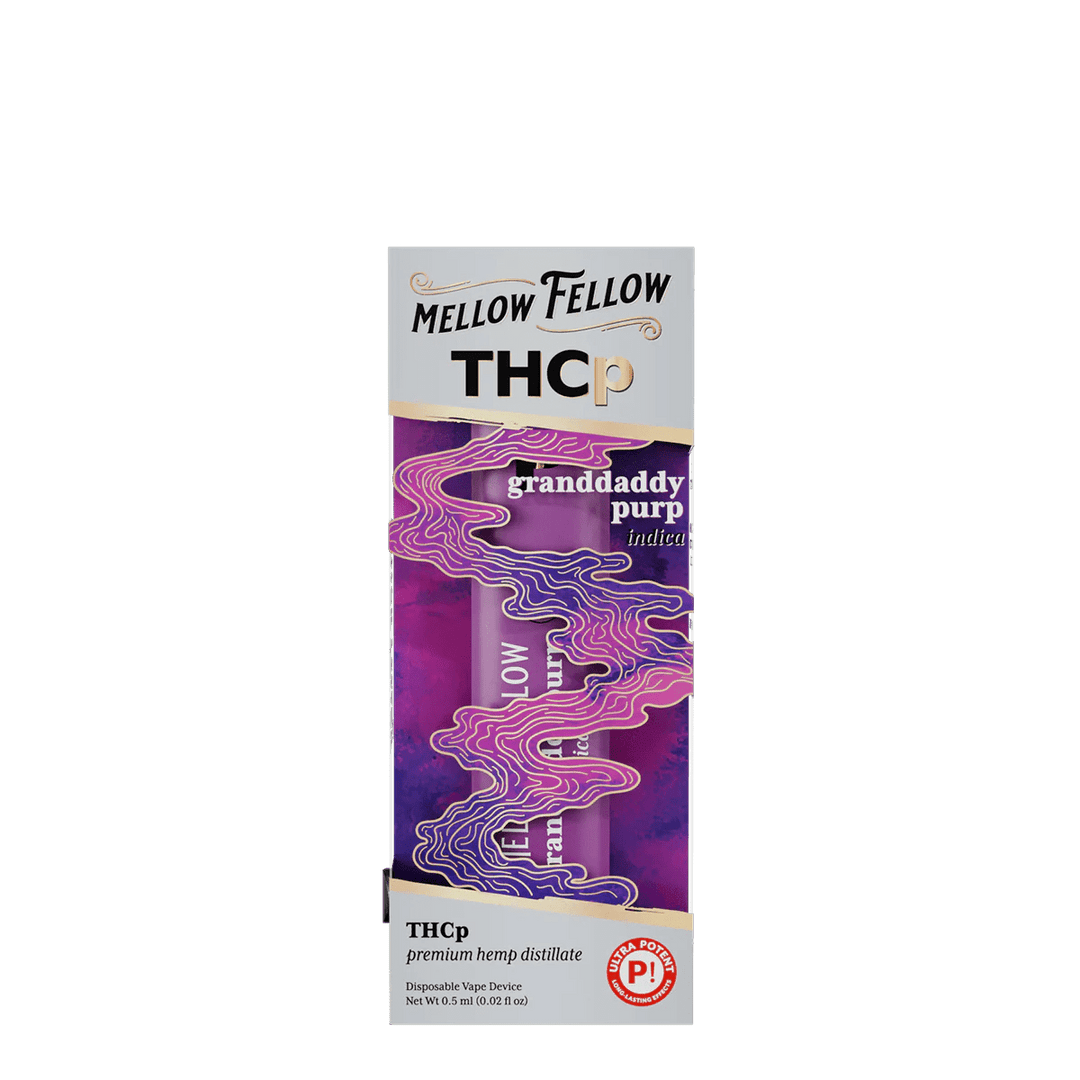 THCp 0.5g Disposable Vape - Granddaddy Purp (Indica) - Mellow Fellow