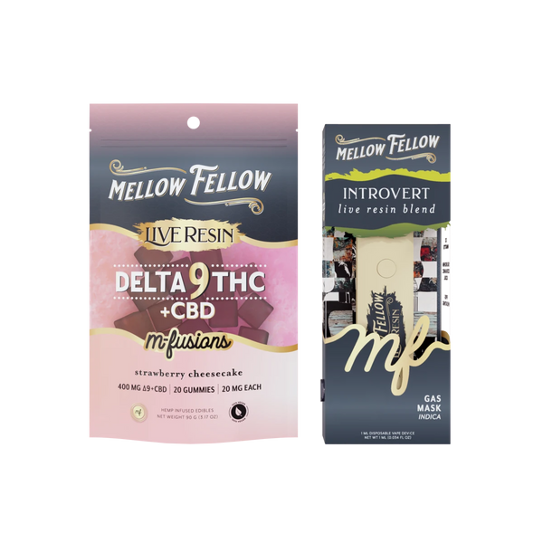 The NYC Bundle: Strawberry Cheesecake Delta 9 Live Resin Edibles / Introvert Blend (Gas Mask) 1ml Live Resin Disposable Vape The NYC Bundle: Strawberry Cheesecake Delta 9 Live Resin Edibles / Introvert Blend (Gas Mask) 1ml Live Resin Disposable Vape