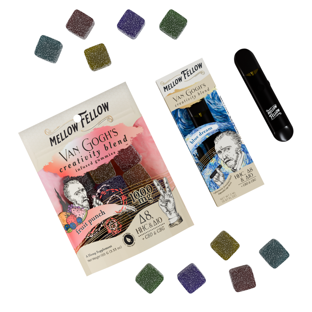 The Creativity Fruit Bundle - Blue Dream 2ml Disposable Vape (Hybrid) & Fruit Punch Edibles - Mellow Fellow
