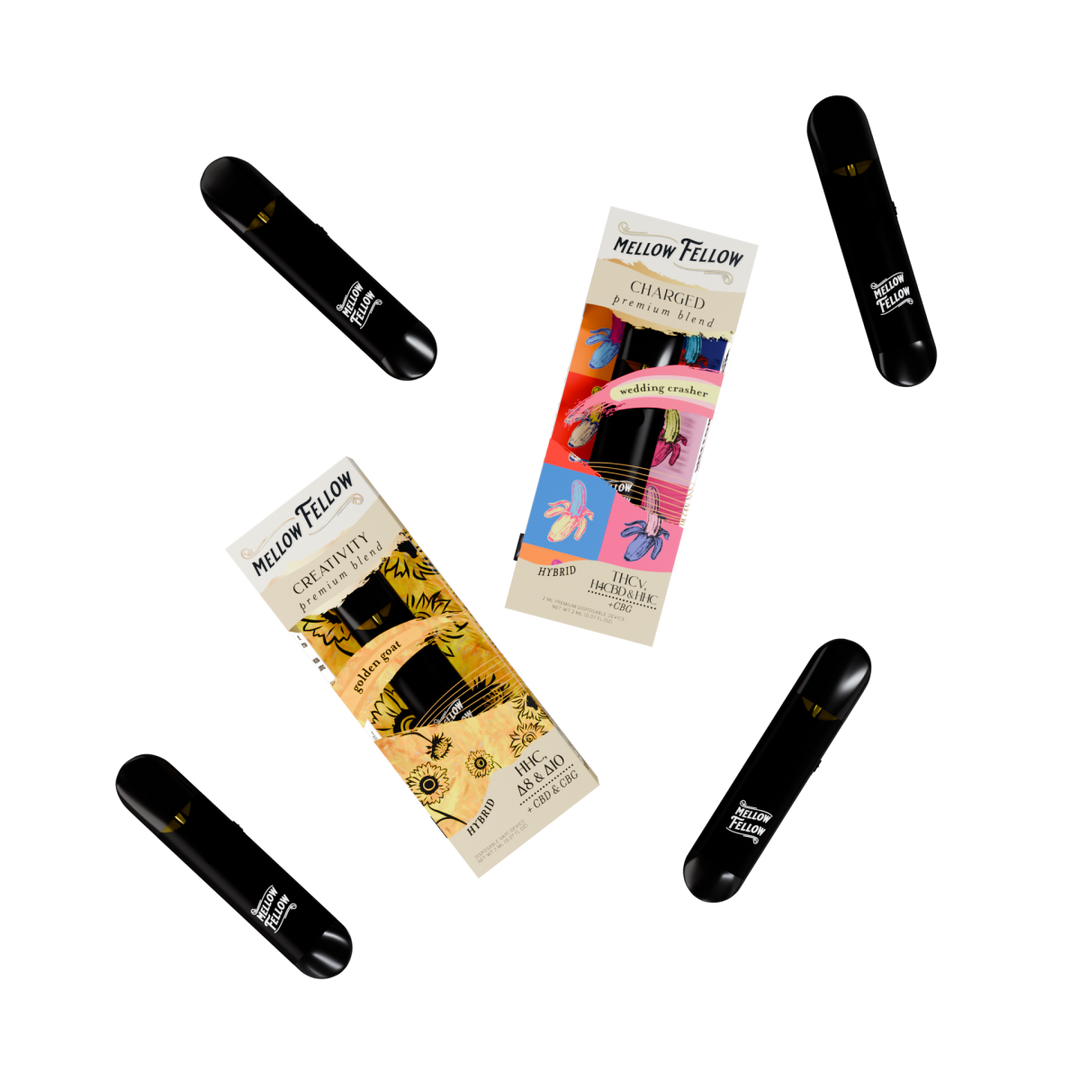The DIY Bundle - Creativity (Golden Goat) and Charged (Wedding Crasher) - 2 Pk 2ml Disposable Vapes (Hybrid) - Mellow Fellow