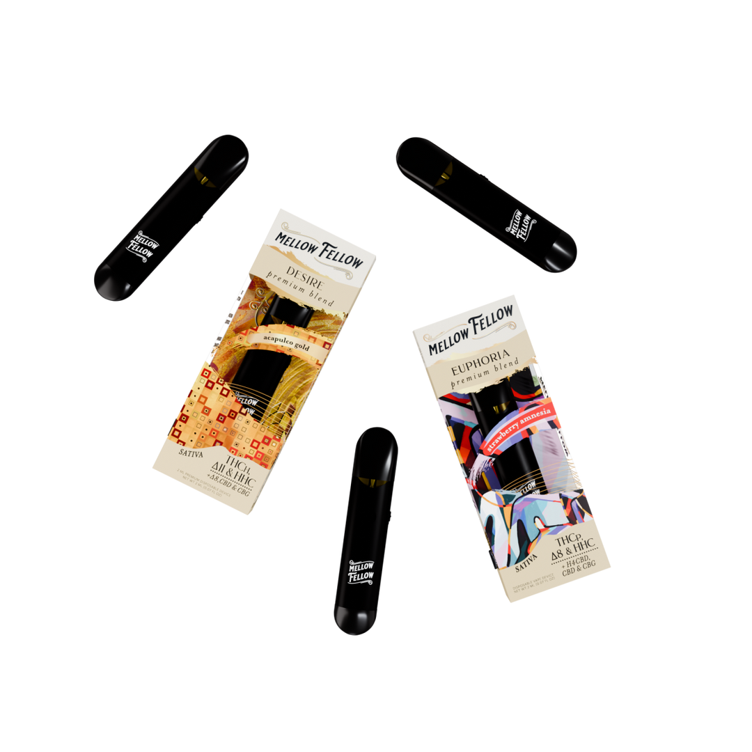 The Date Night Bundle - Desire (Acapulco Gold) and Euphoria (Strawberry Amnesia) - 2 Pk 2ml Disposable Vapes (Sativa) - Mellow Fellow