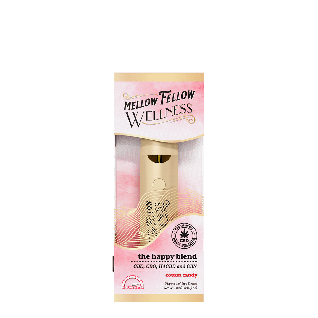 The Happy Blend - 1ml CBD Disposable Vape (Cotton Candy) - Mellow Fellow