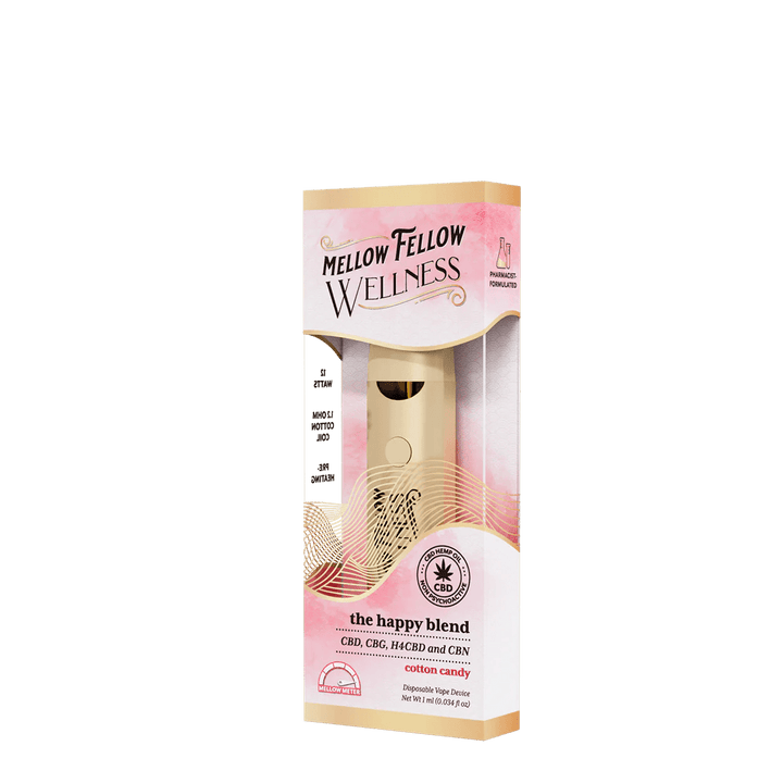 The Happy Blend - 1ml CBD Disposable Vape (Cotton Candy) - Mellow Fellow