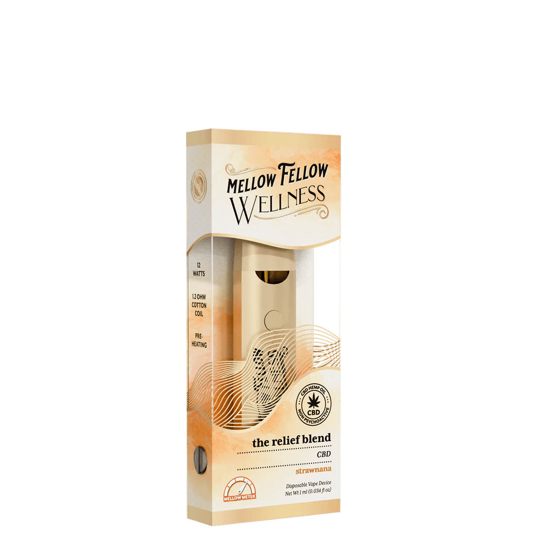 The Relief Blend - 1ml CBD Disposable Vape (Strawnana) - Mellow Fellow